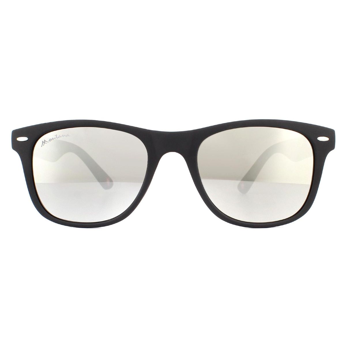 Matte schwarze rechteckige Sonnenbrille Silber verspiegelt