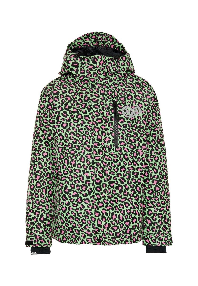 Skijacke mit Leopardenmuster und Kapuze