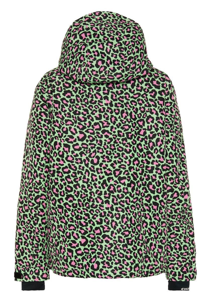 Skijacke mit Leopardenmuster und Kapuze