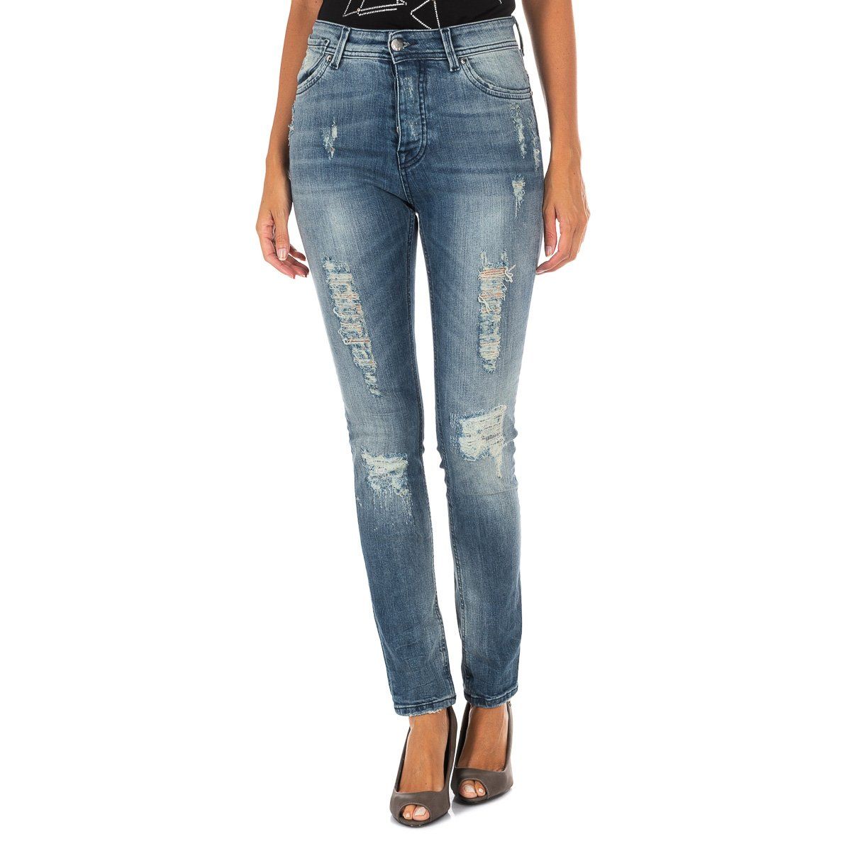 Jeans aus Denim mit schmaler Passform und Rissen