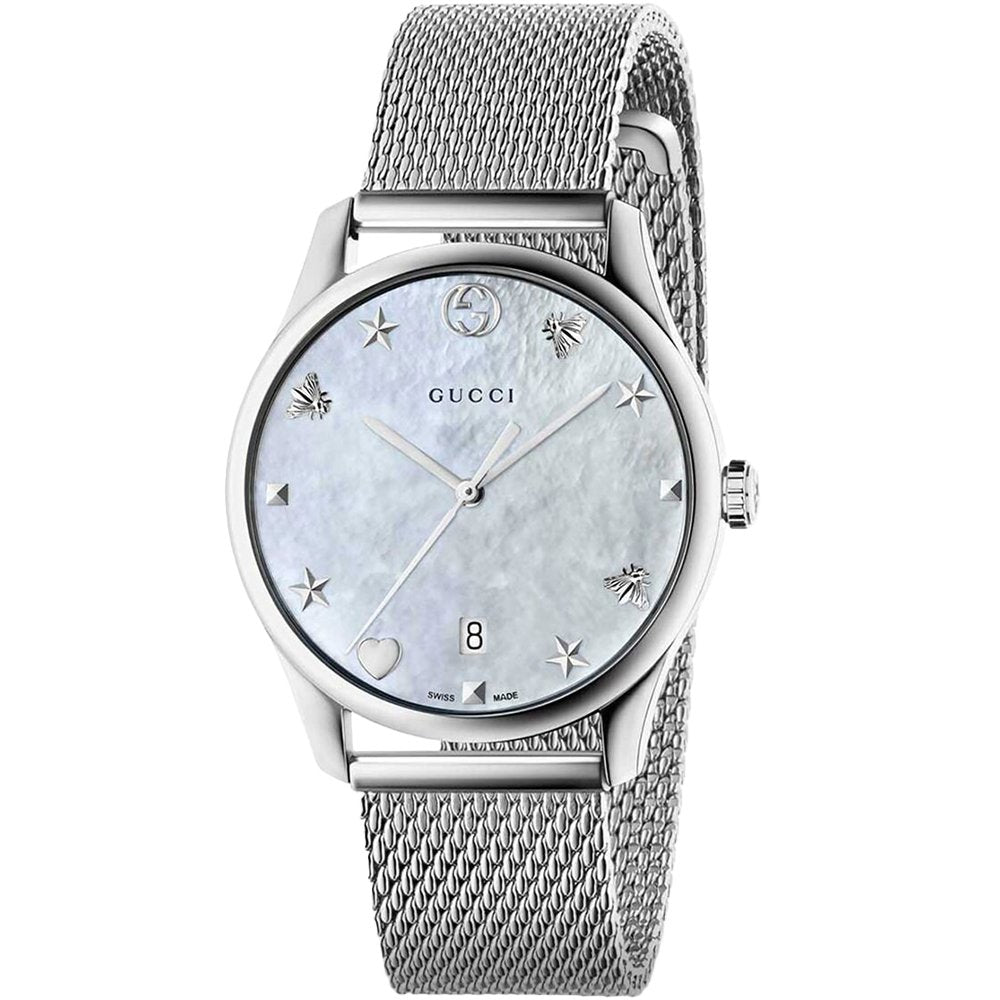 Elegante silberne Mesh Damenarmbanduhr