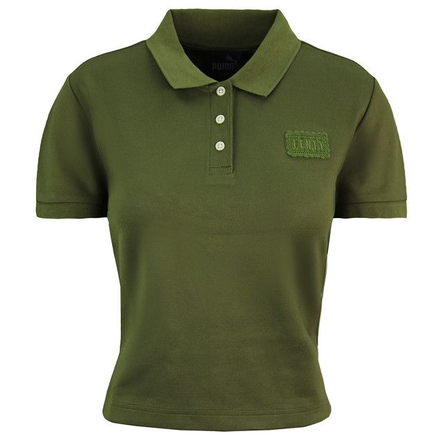 Olivgrünes Cropped Polo Shirt