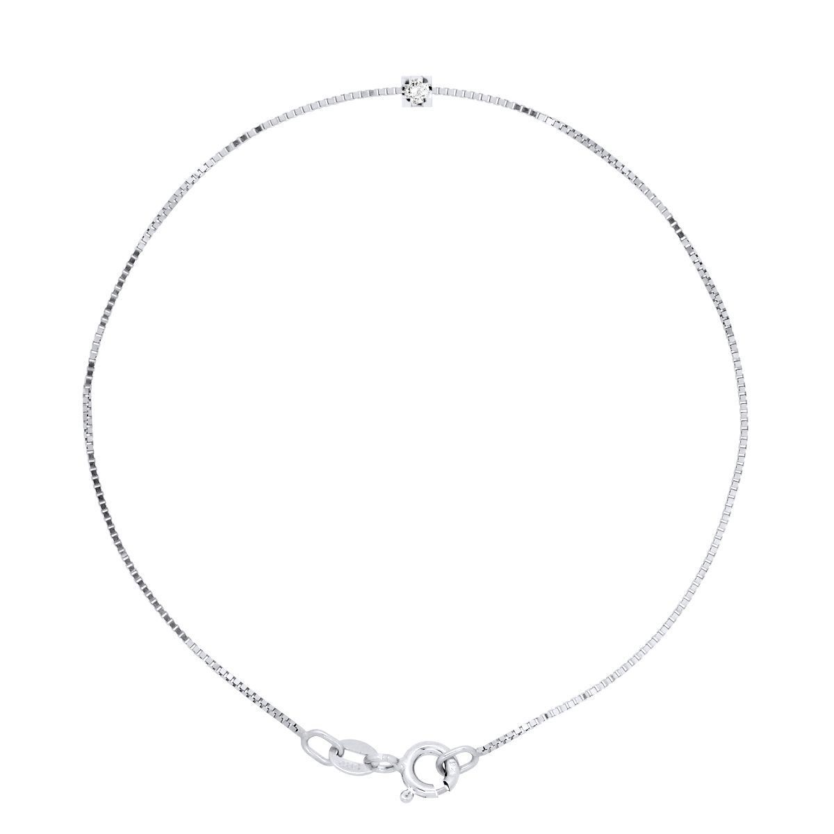 Minimalistisches Silberkettenarmband mit Diamant