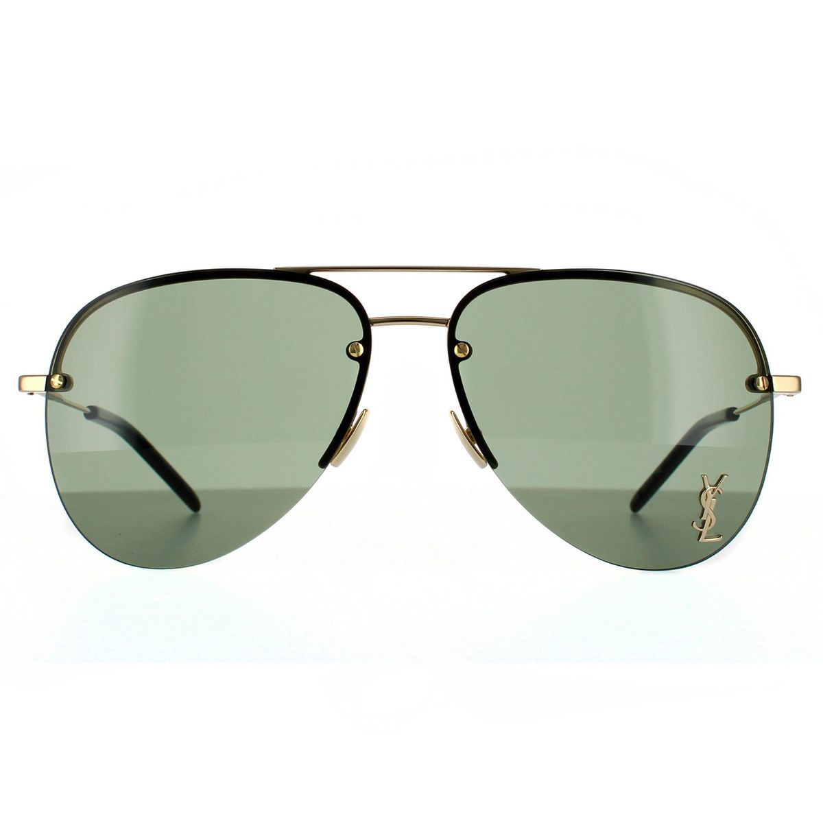 Randlose Aviator-Sonnenbrille Gold Grün