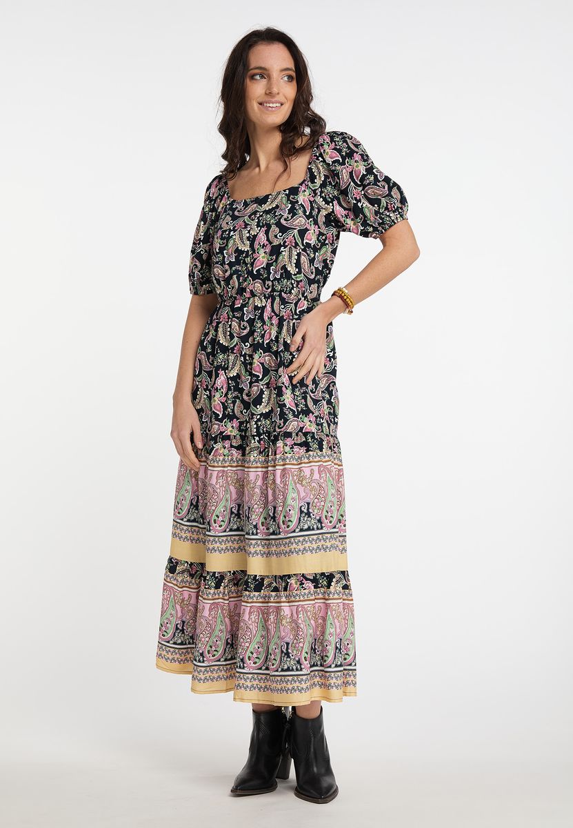 Gestuftes Midikleid mit Paisleymuster