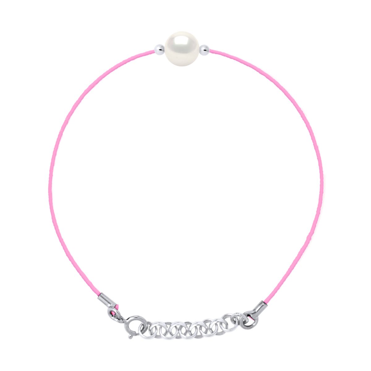 Rosa Kordelarmband mit Süßwasserperle