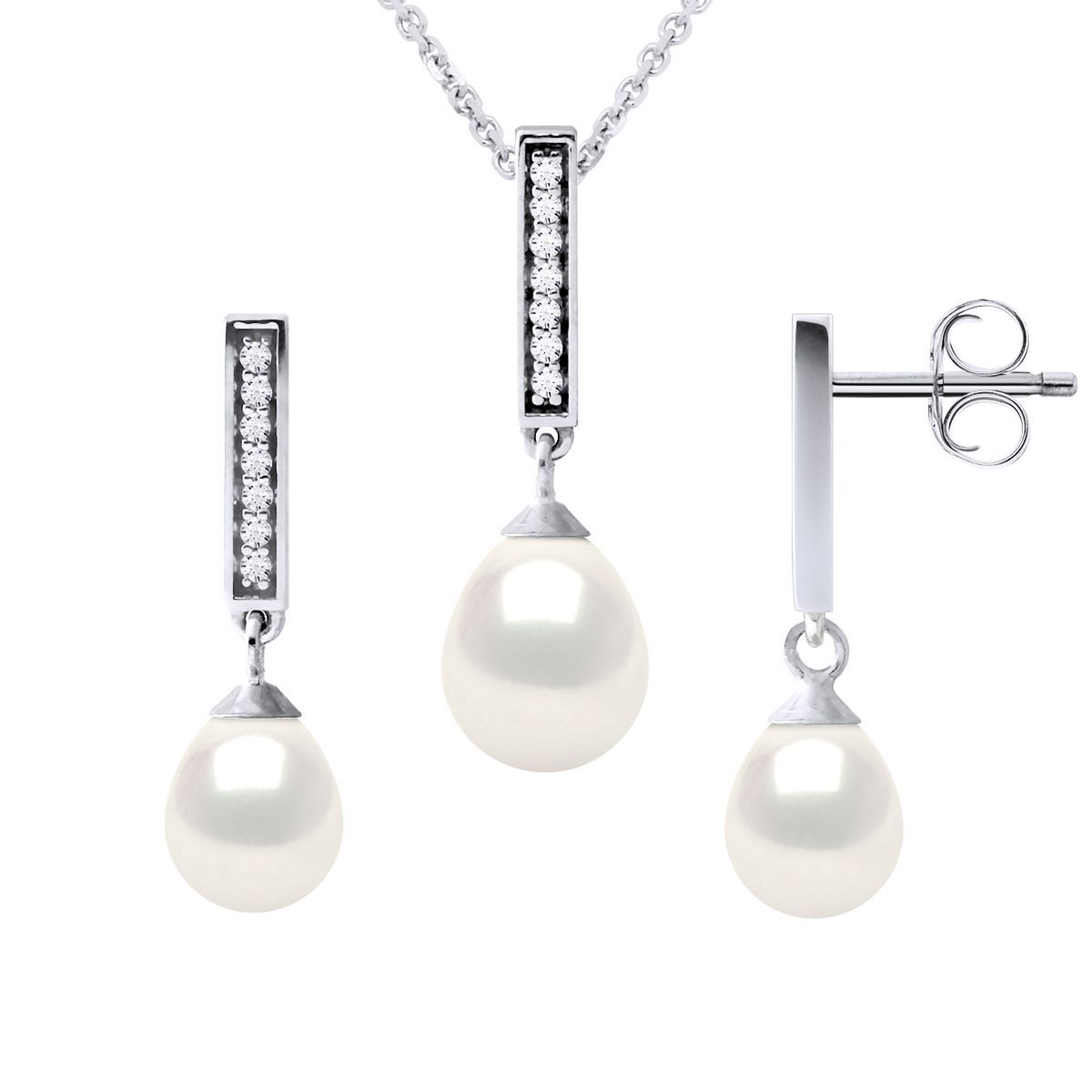 Perlenanhänger Halskette und Ohrring-Set