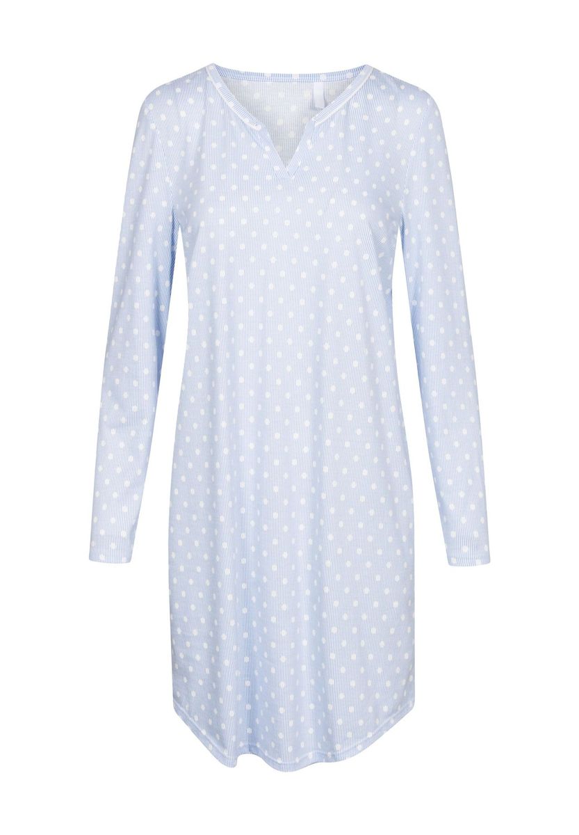 RÖSCH Smart Look Sleepshirt, Baumwolle, Schlitzkragen, für Damen, blau, 36
