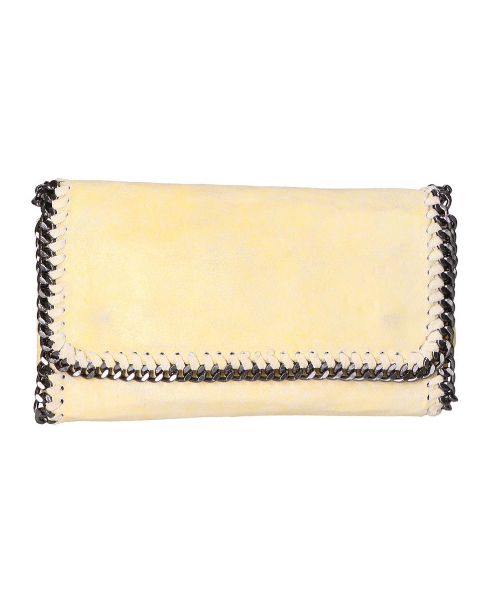 Gelbe Schultertasche mit Kettenbesatz
