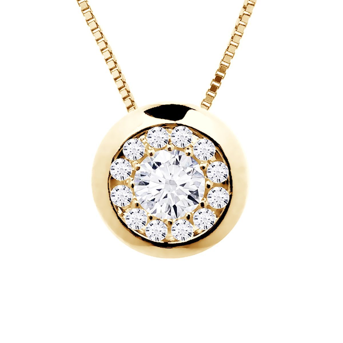 Diamant Halo Anhänger Halskette Gold