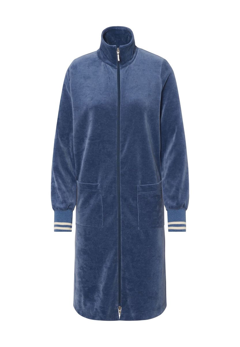 Velours Morgenmantel mit Reißverschluss