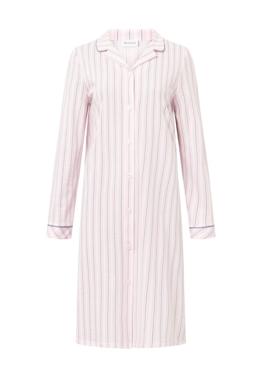 Gestreiftes Baumwoll-Nachthemd mit Kragen