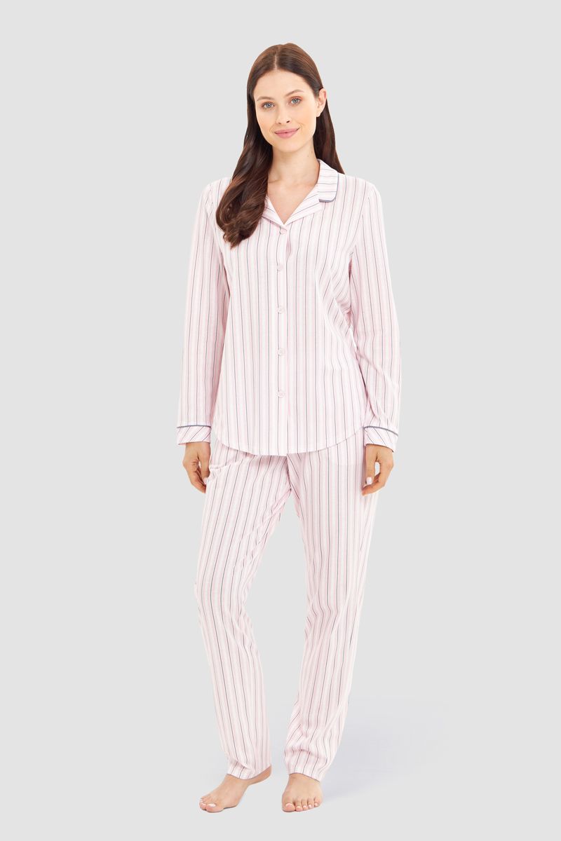 Gestreifte Baumwoll-Pyjamahose mit Taschen