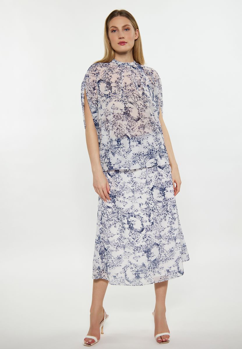 Toile-de-Jouy Bluse mit Kimonoärmeln
