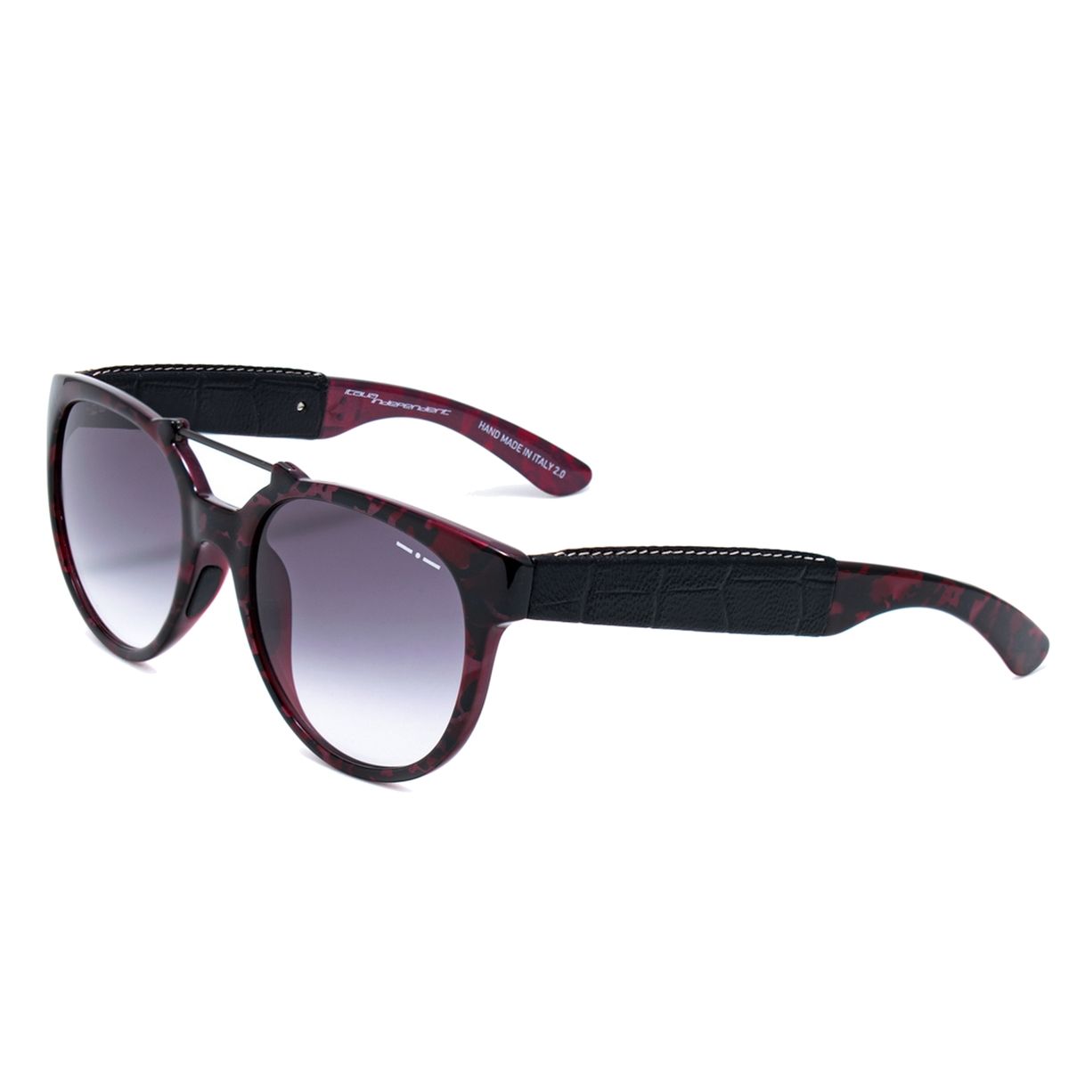 Runde Sonnenbrille mit Lederdetails