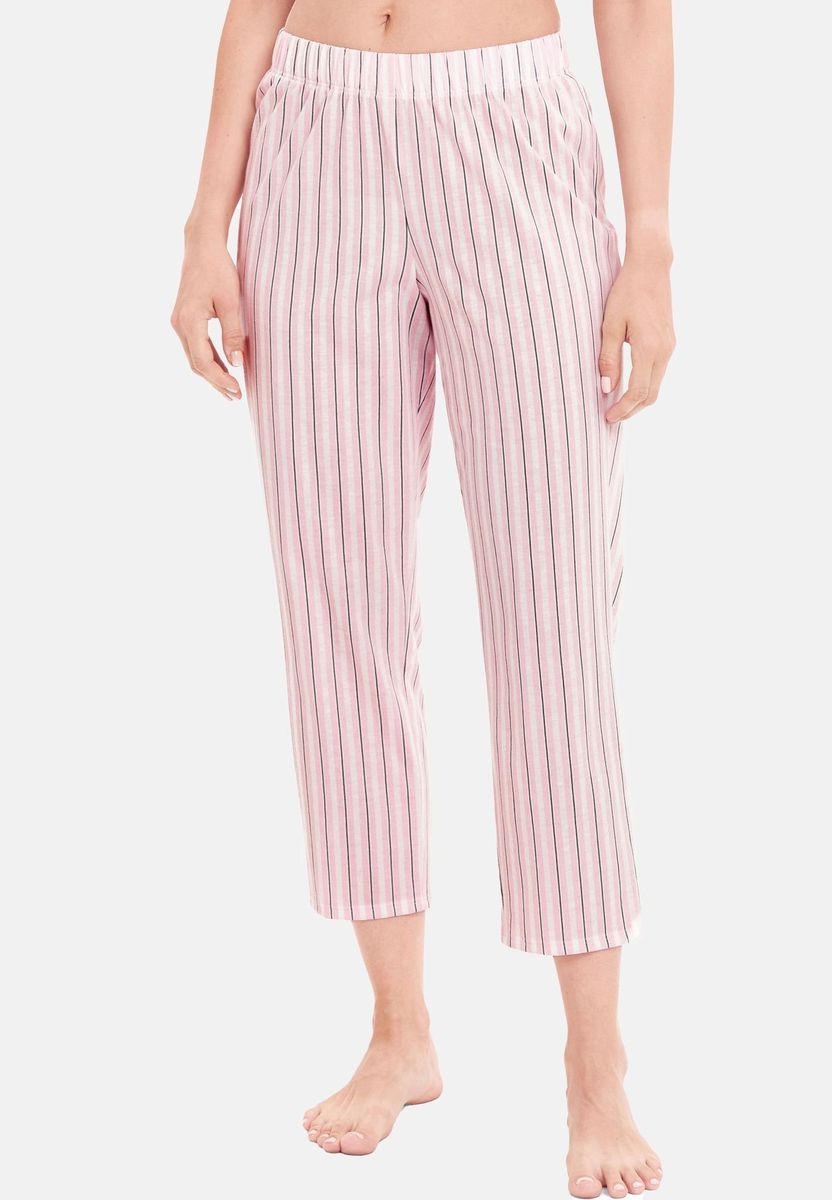 Gestreifte Baumwoll-Pyjamahose mit Taschen