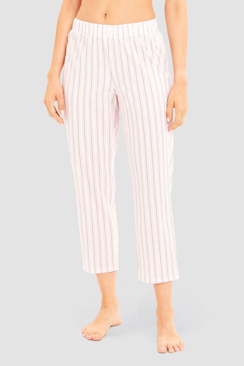 Gestreifte Baumwoll-Pyjamahose mit Taschen