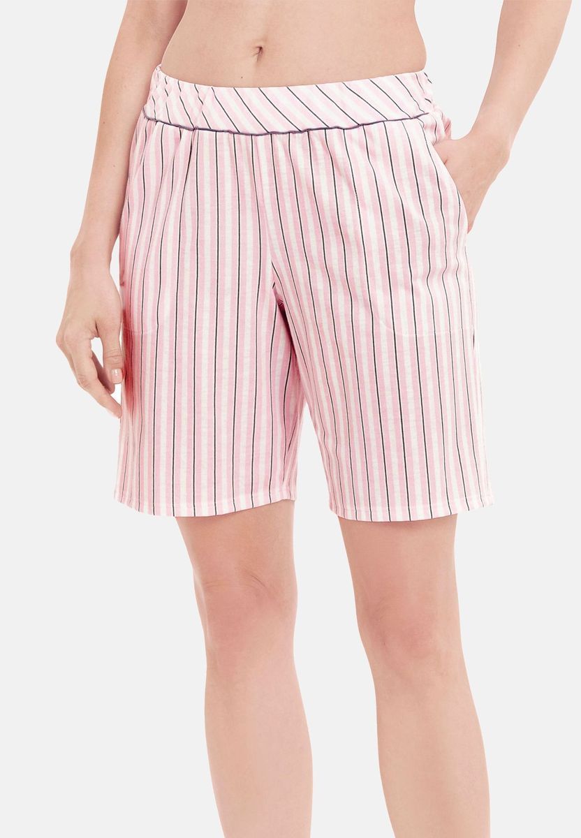 Gestreifte Baumwoll-Loungeshorts mit Taschen