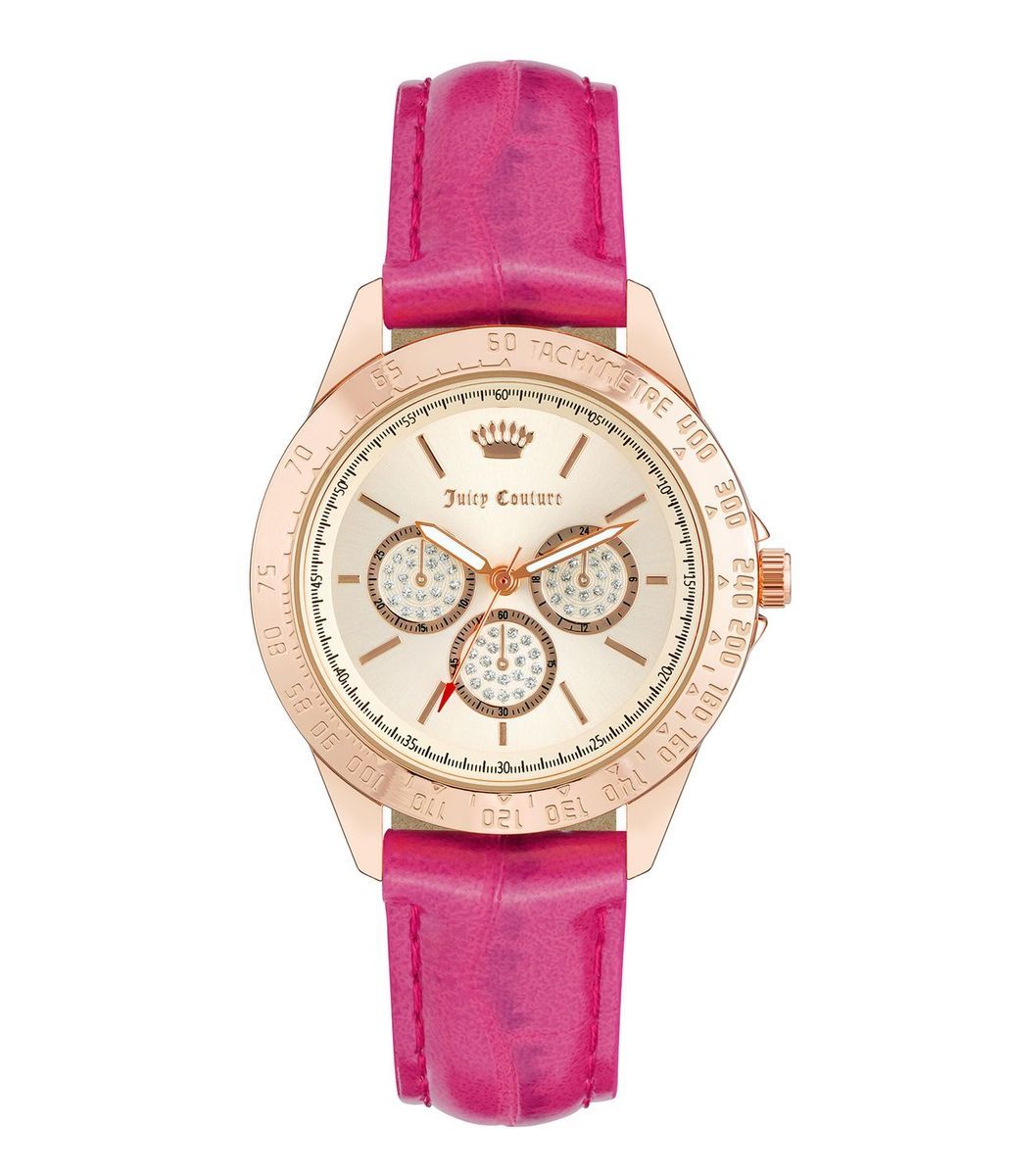 Roségoldfarbene Uhr mit rosa Armband