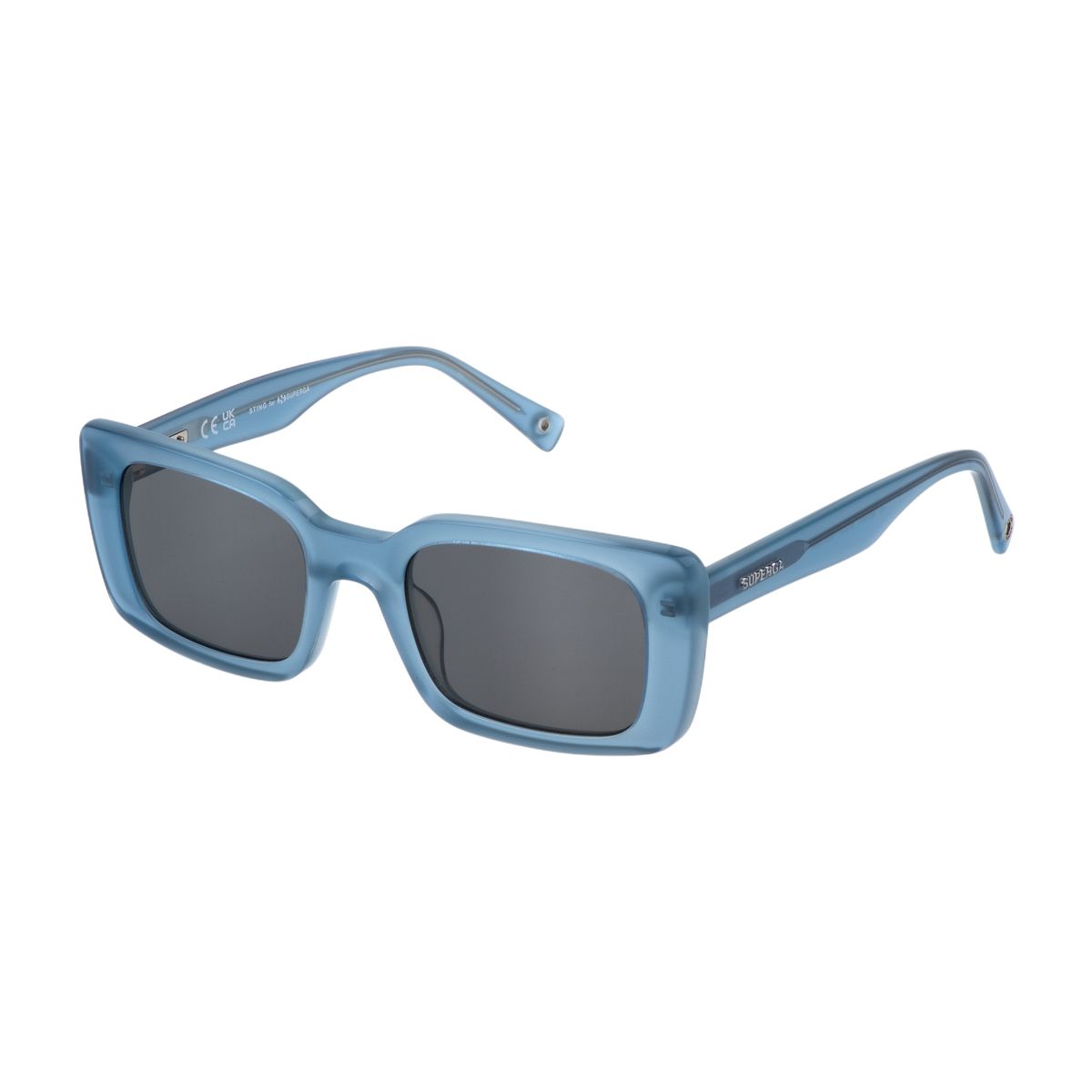 Sonnenbrille mit rechteckigem Rahmen aus blauem Acetat