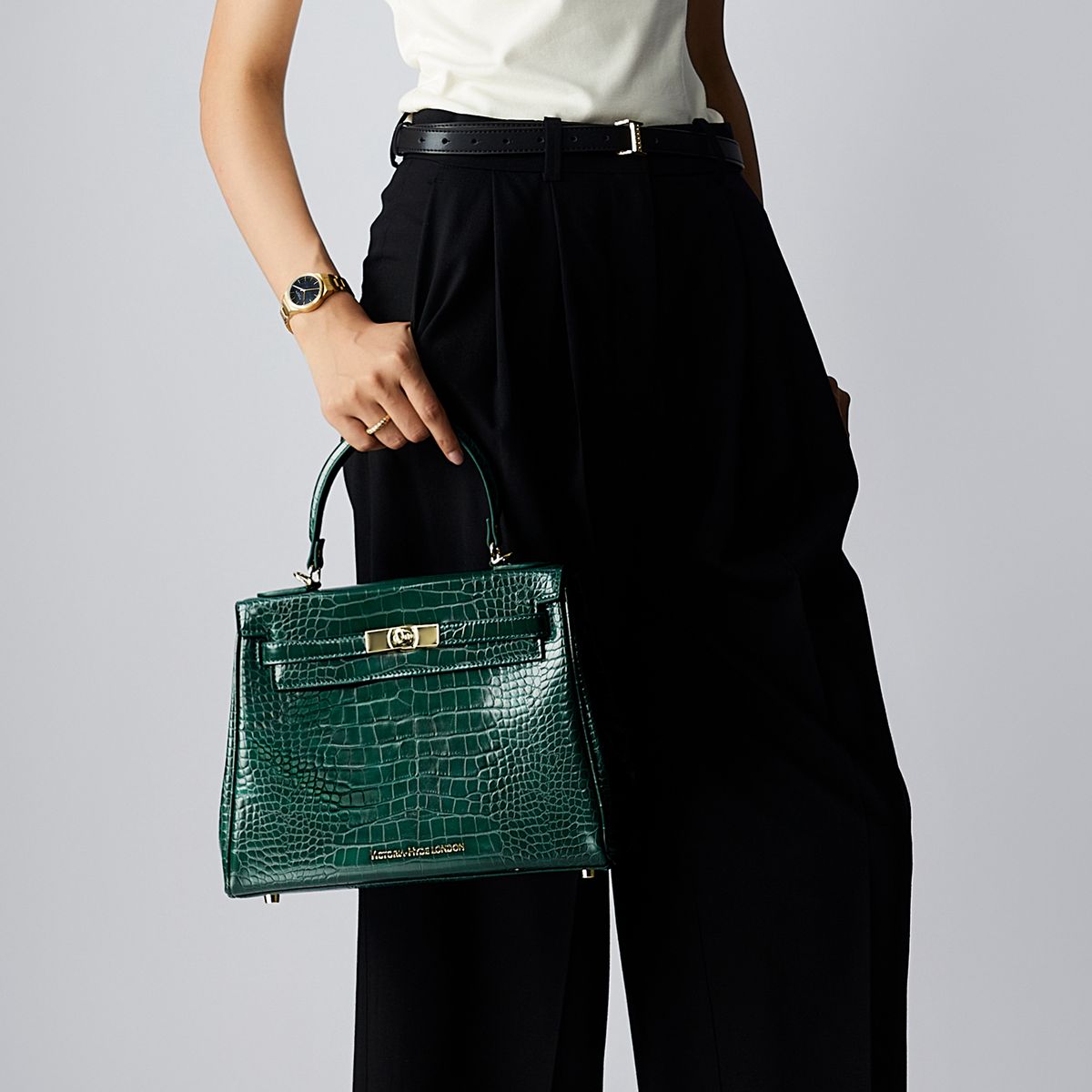 Strukturierte Handtasche mit Kroko-Prägung
