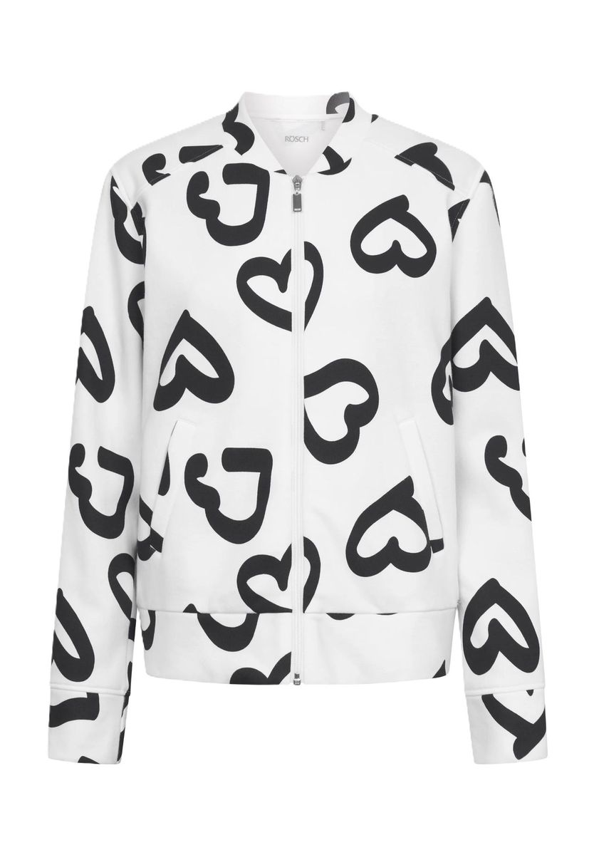 Loungewear-Oberteil mit Herzmuster und Reißverschluss