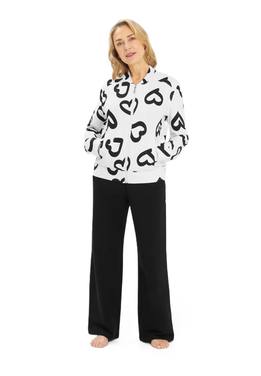 Loungewear-Oberteil mit Herzmuster und Reißverschluss