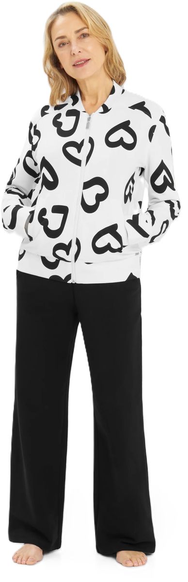 Loungewear-Oberteil mit Herzmuster und Reißverschluss