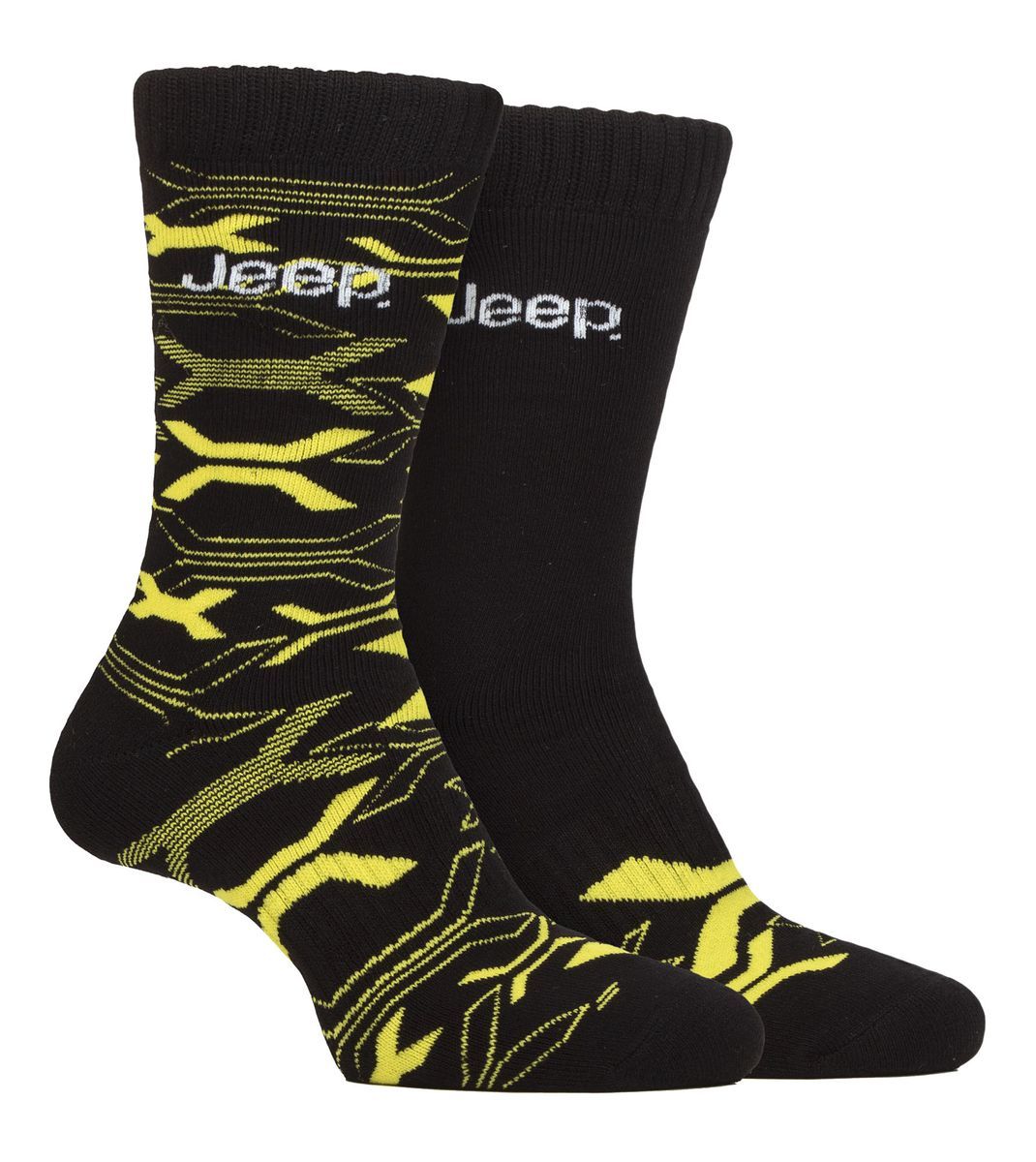 Mens Bamboo Arbeit Boot Socken | Jeep | weich und atmungsaktiv dicken Heavy Duty gepolstert Socken, Knit Ribbed Style Walking Socken - schwarz / gelb