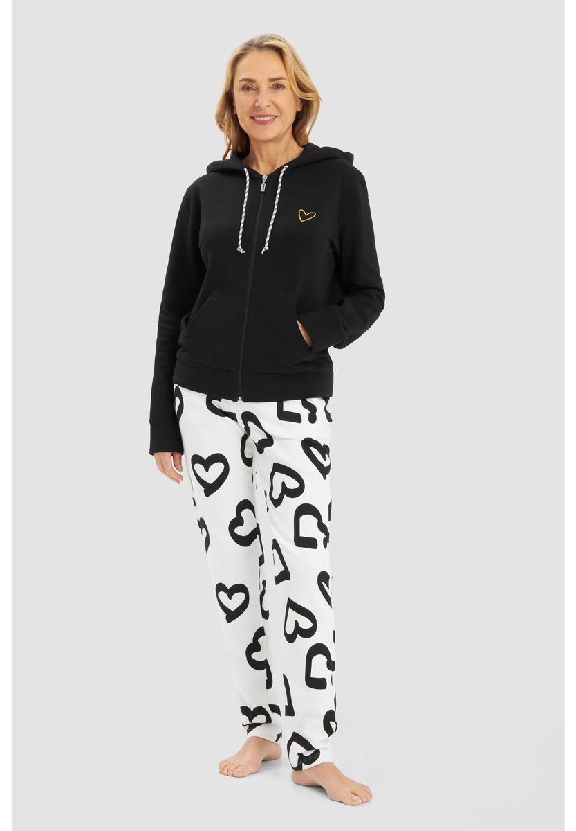 Lässiger Kapuzenpullover mit Reißverschluss und Herzdetail