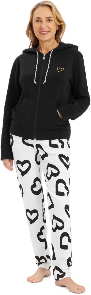 Lässiger Kapuzenpullover mit Reißverschluss und Herzdetail