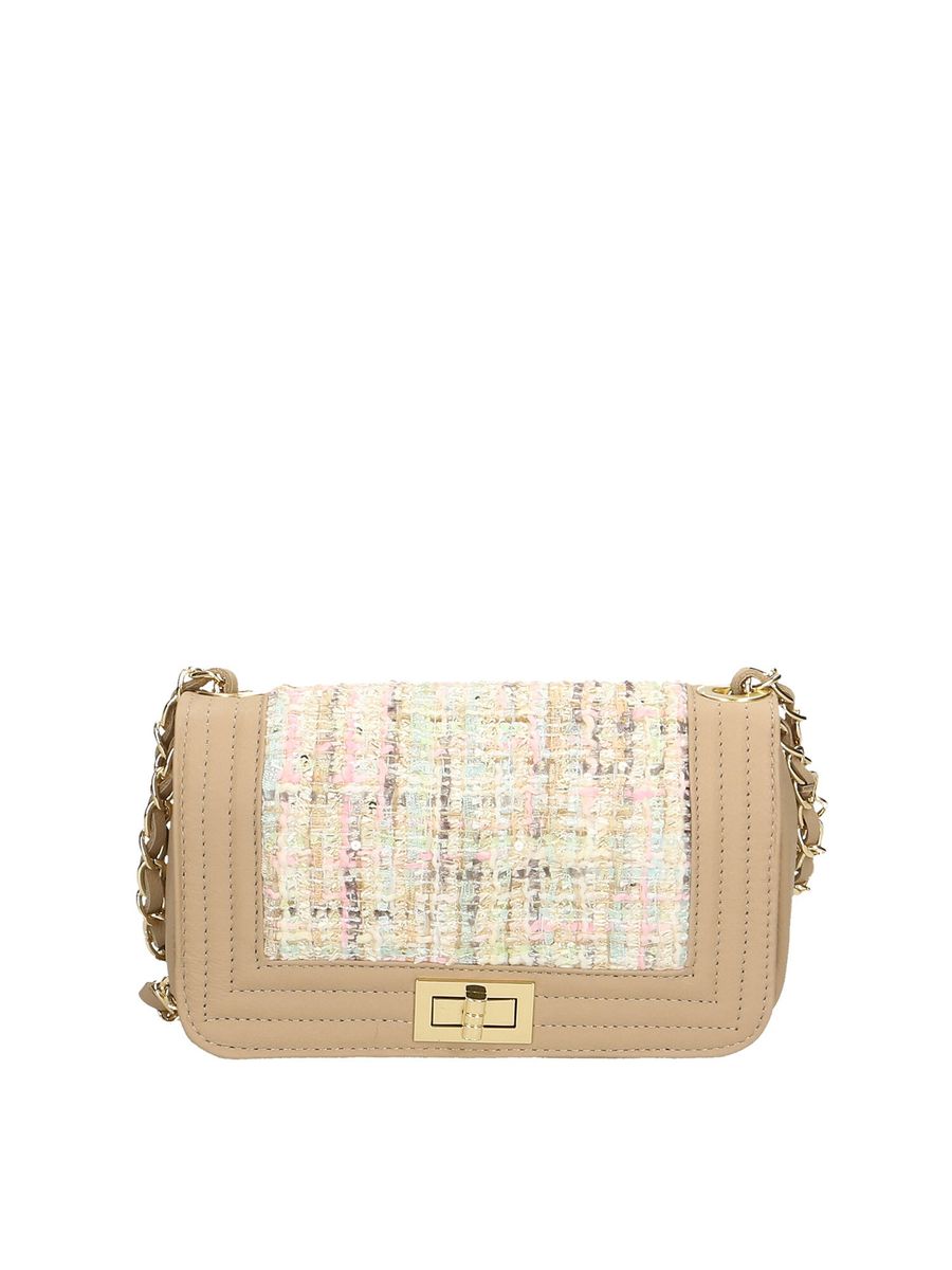 Tweed Schultertasche mit Kettenriemen