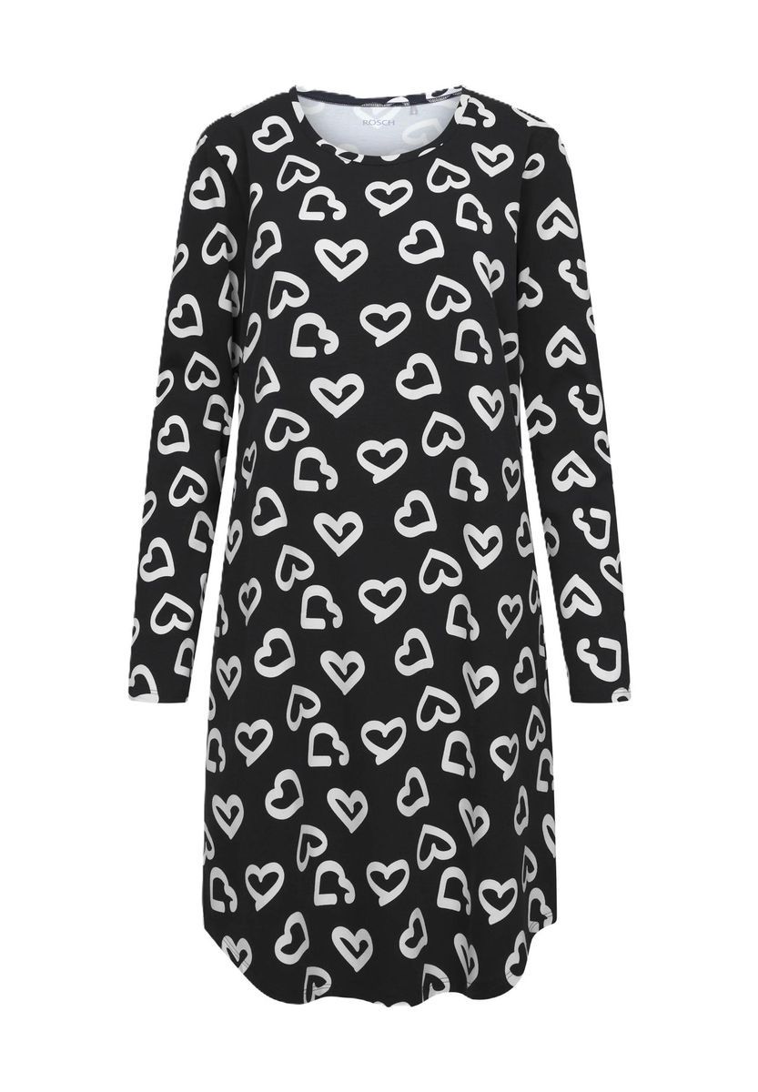 Knielanges Schlafshirt mit Herzmuster