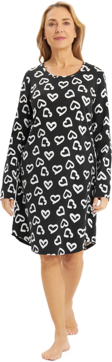 Knielanges Schlafshirt mit Herzmuster