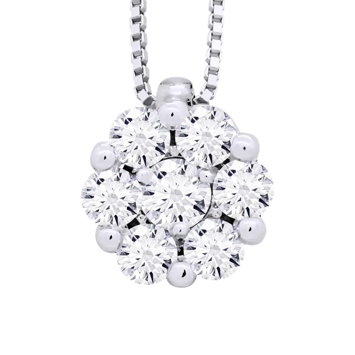 Diamant-Cluster-Anhänger Halskette Weissgold
