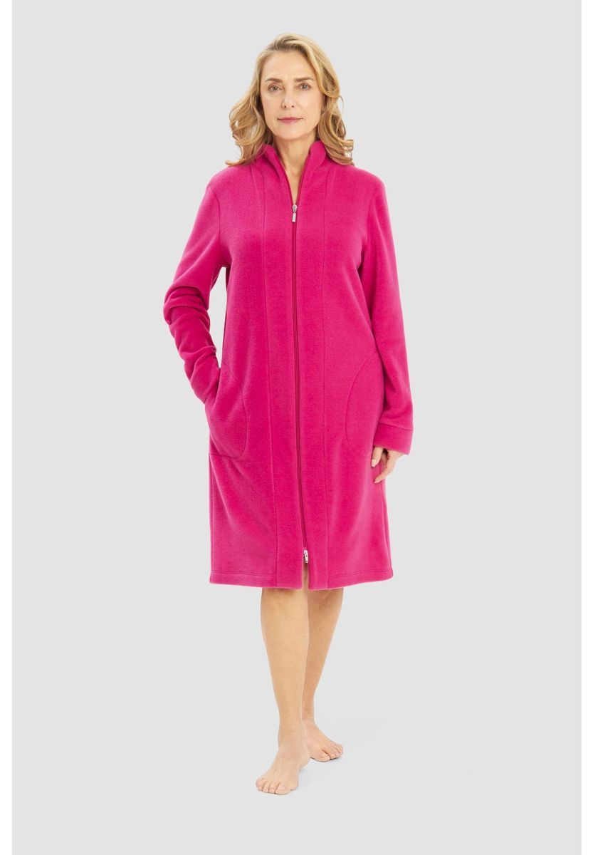 Fleece Bademantel mit Reißverschluss