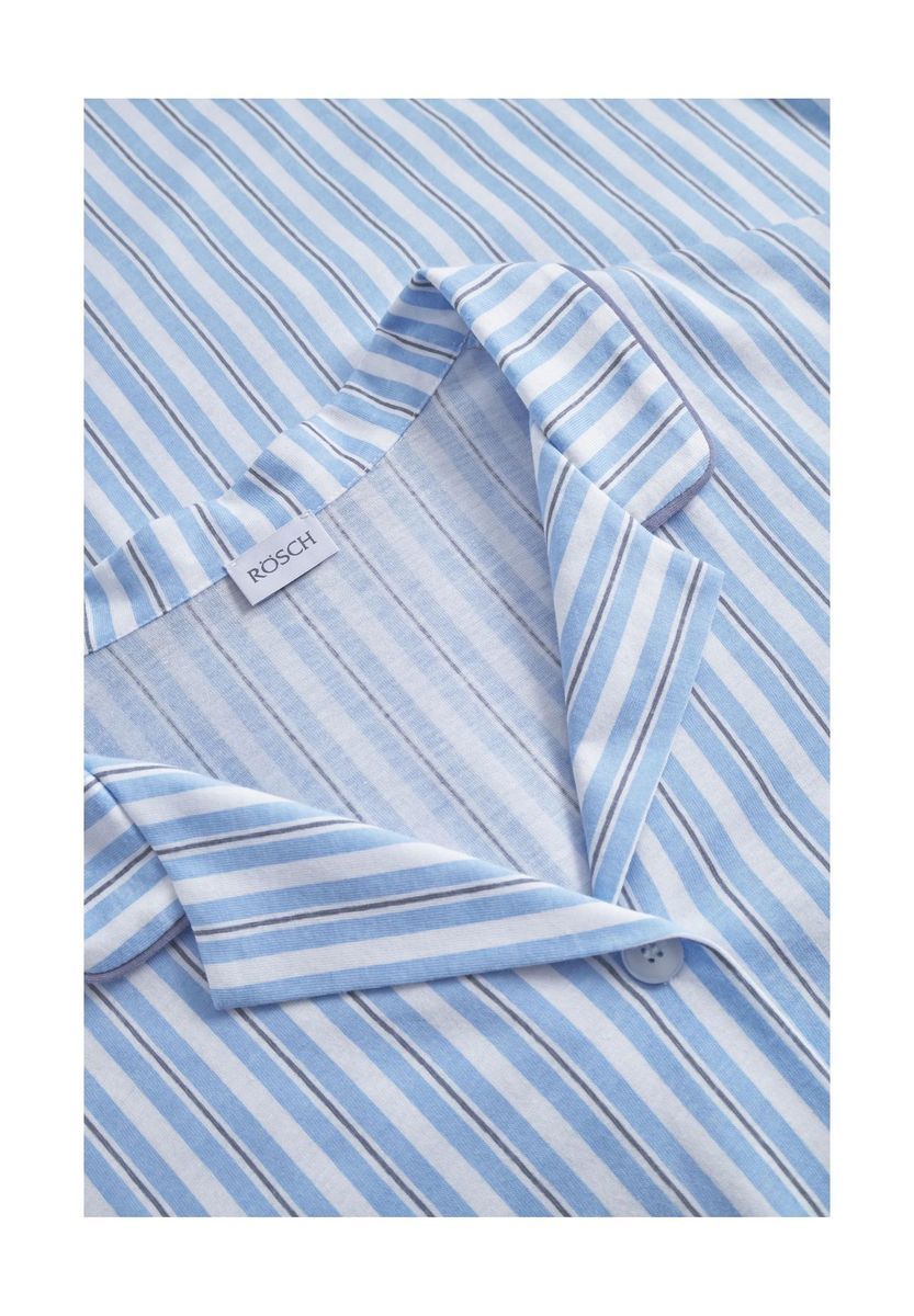 Gestreiftes Baumwoll-Nachthemd mit Knopfleiste