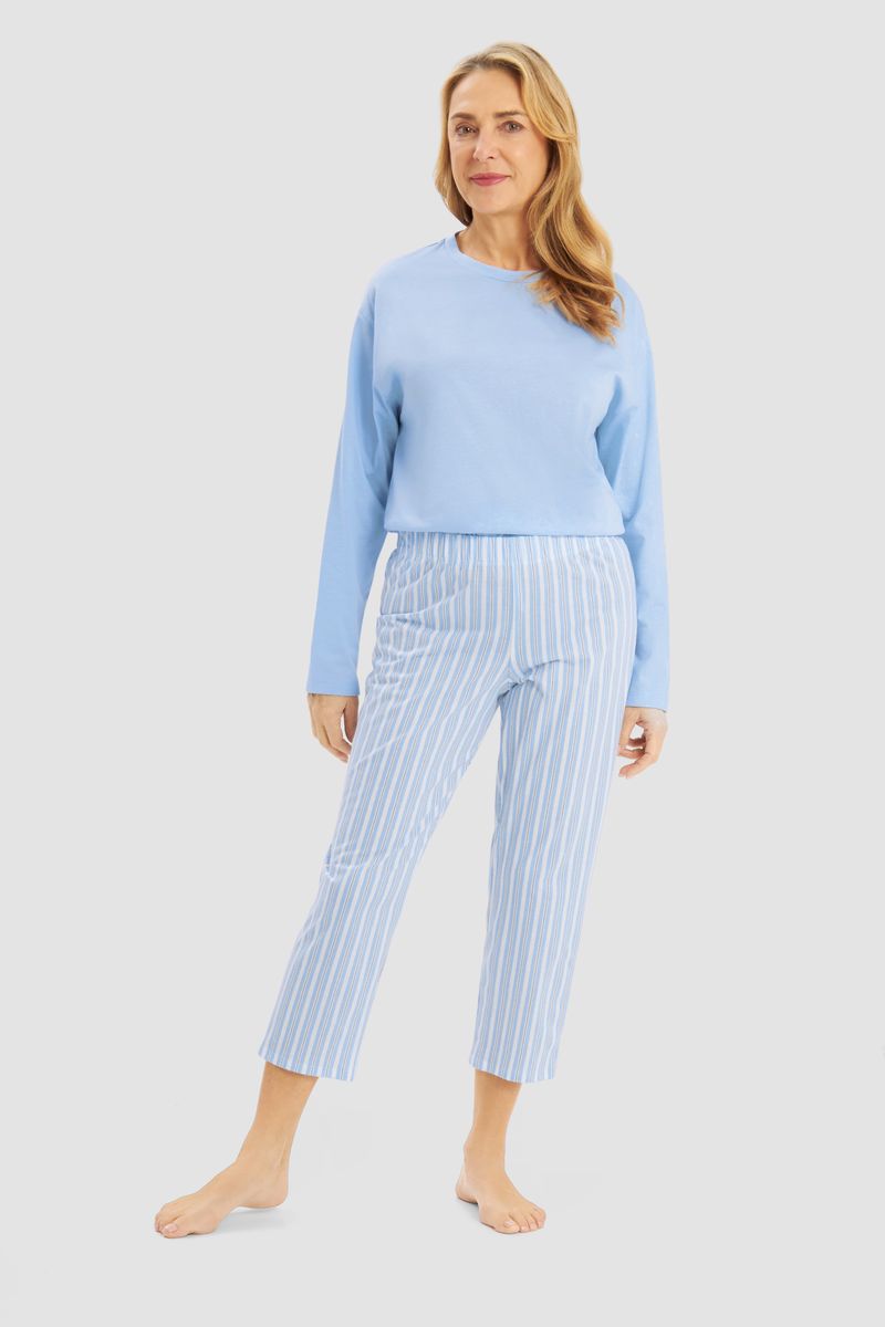 Gestreifte Baumwoll-Freizeithose mit Taschen