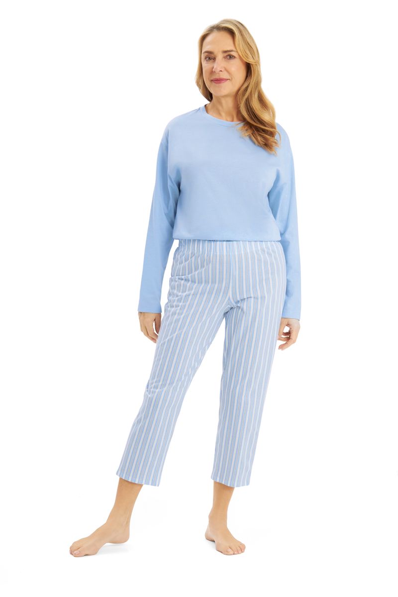 Gestreifte Baumwoll-Freizeithose mit Taschen