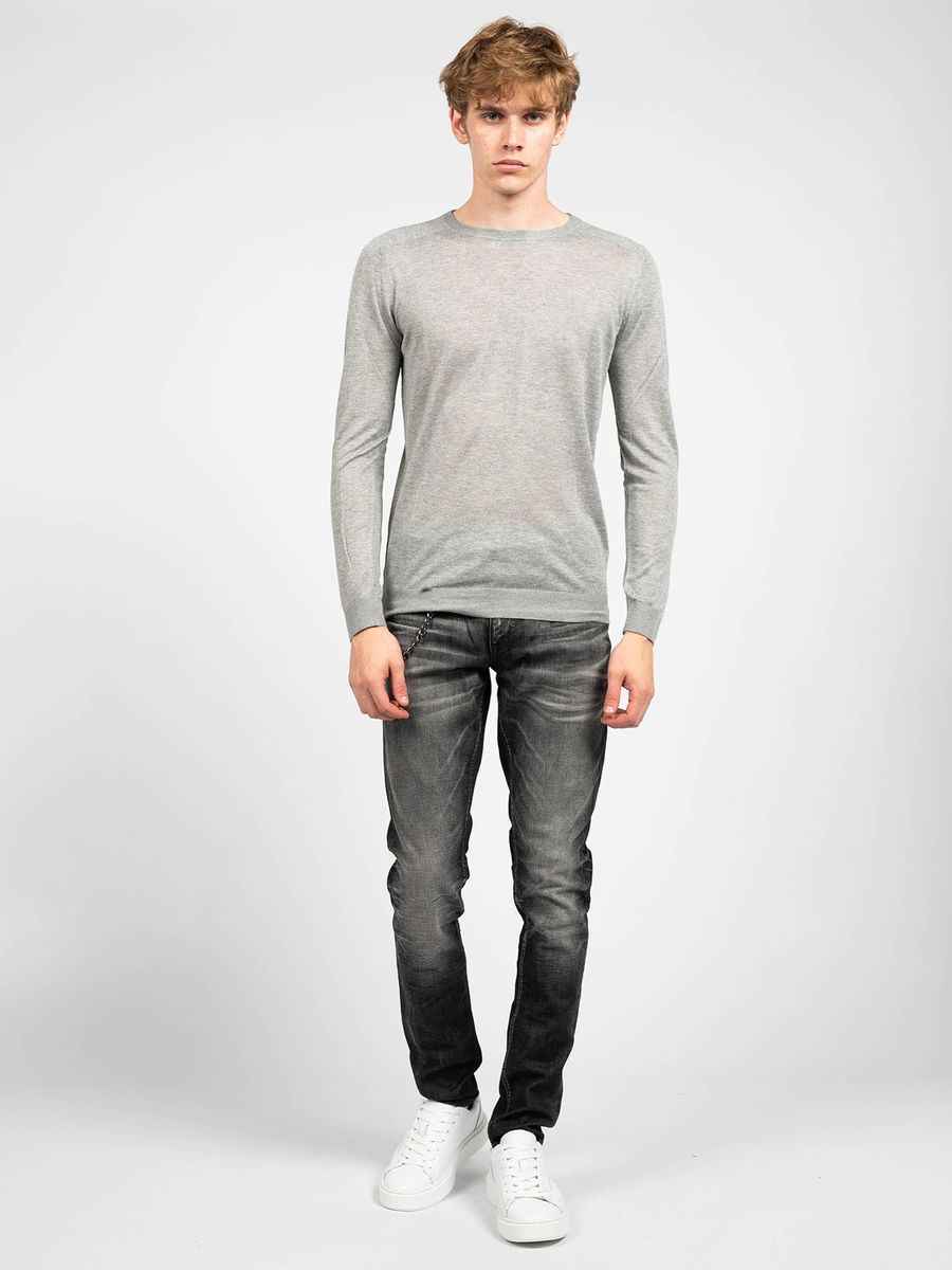 Leichter Rundhals-Pullover mit Leinenanteil