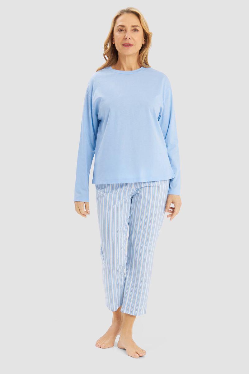 Langarm-Schlafanzug-Oberteil aus Baumwolle