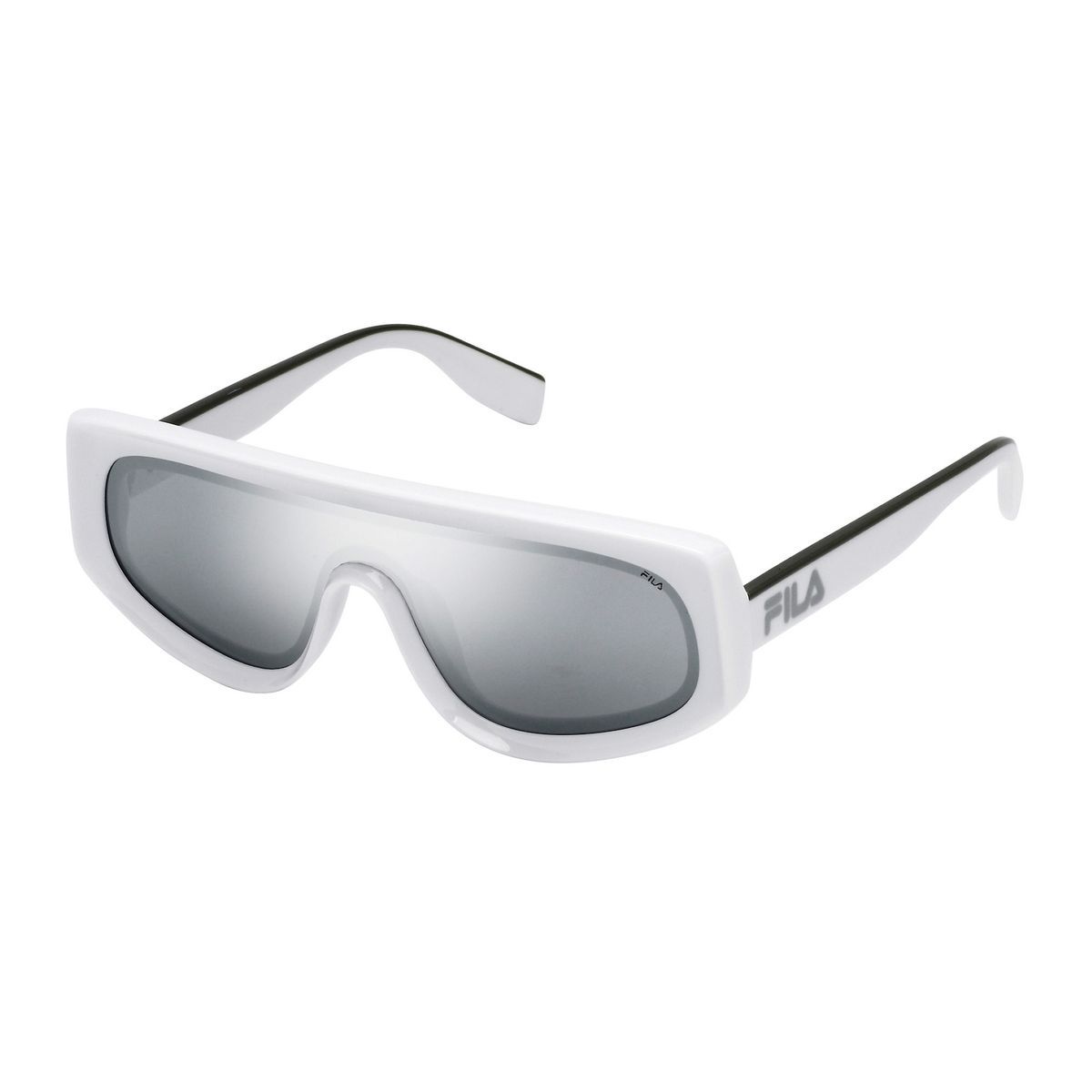 Futuristische Sonnenbrille mit weißem Rahmen