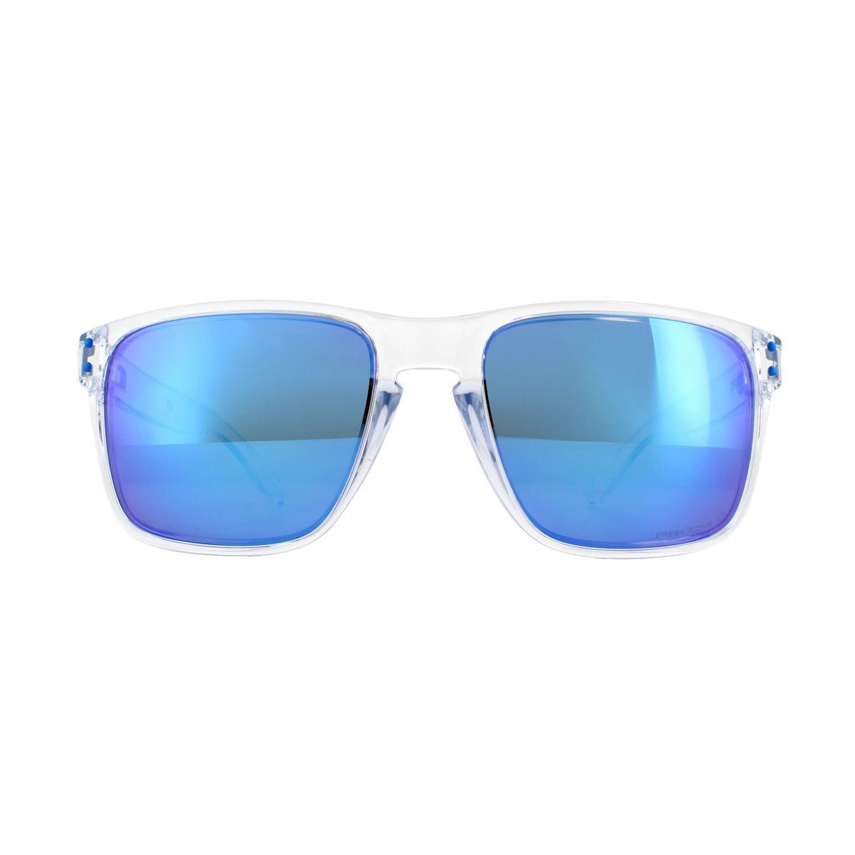 Sonnenbrille mit klarem Rahmen und blauen Gläsern