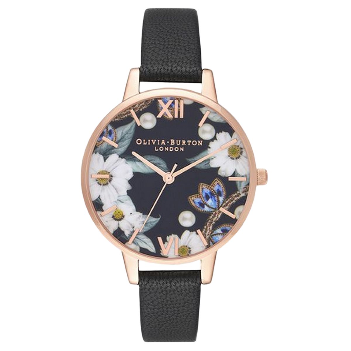 Blumenzifferblatt Roségold Uhr