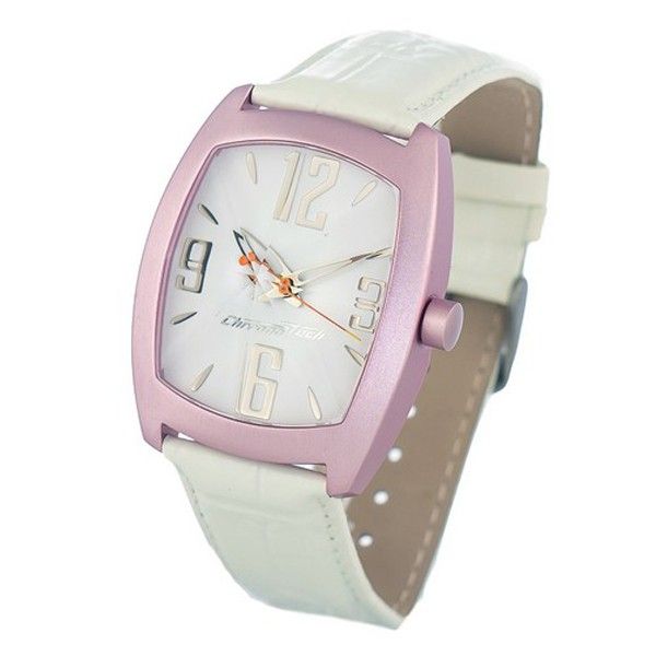 Rechteckige Armbanduhr mit rosa Gehäuse, weißes Armband