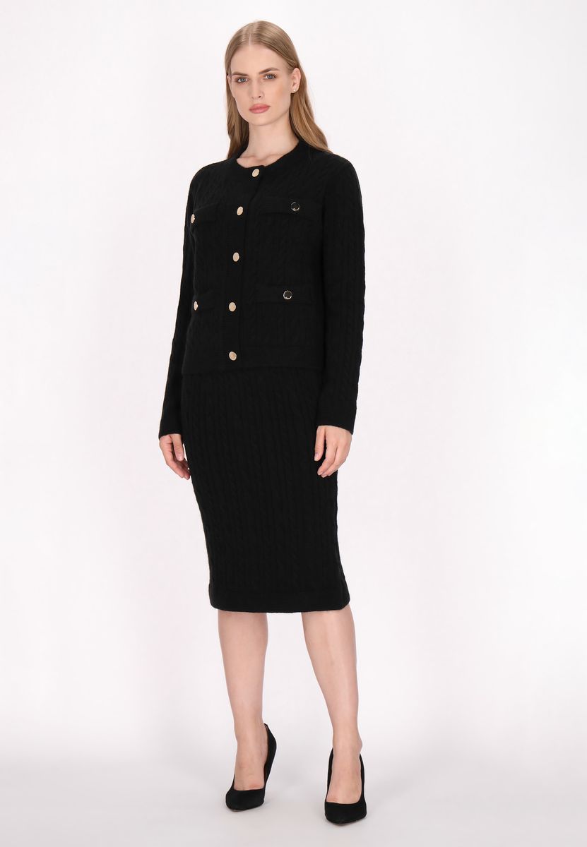 Strukturierte Zopfstrickjacke mit Taschen