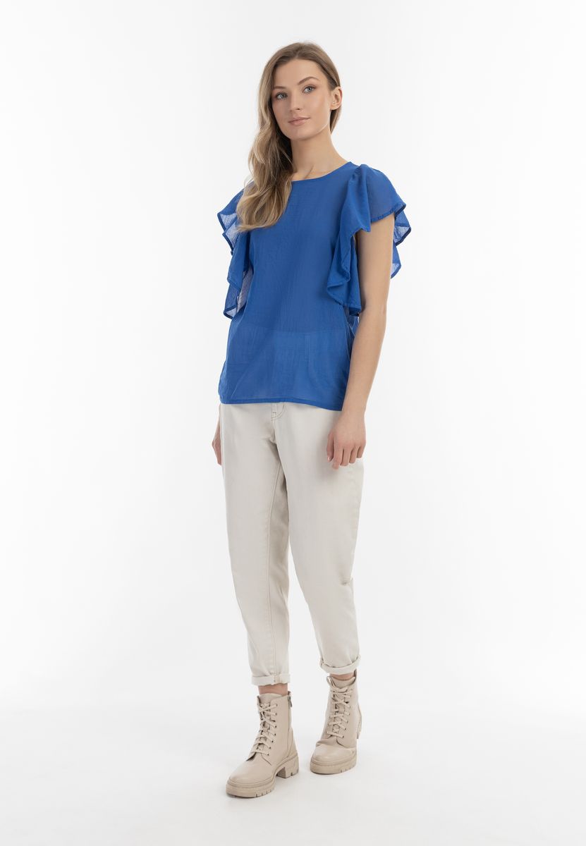 Romantische Baumwollbluse mit Flatterärmeln
