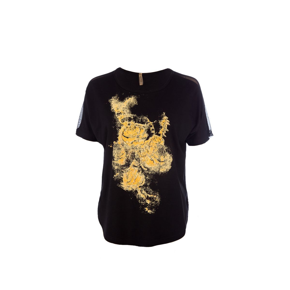 Schwarzes T-Shirt mit floralem Grafikmuster