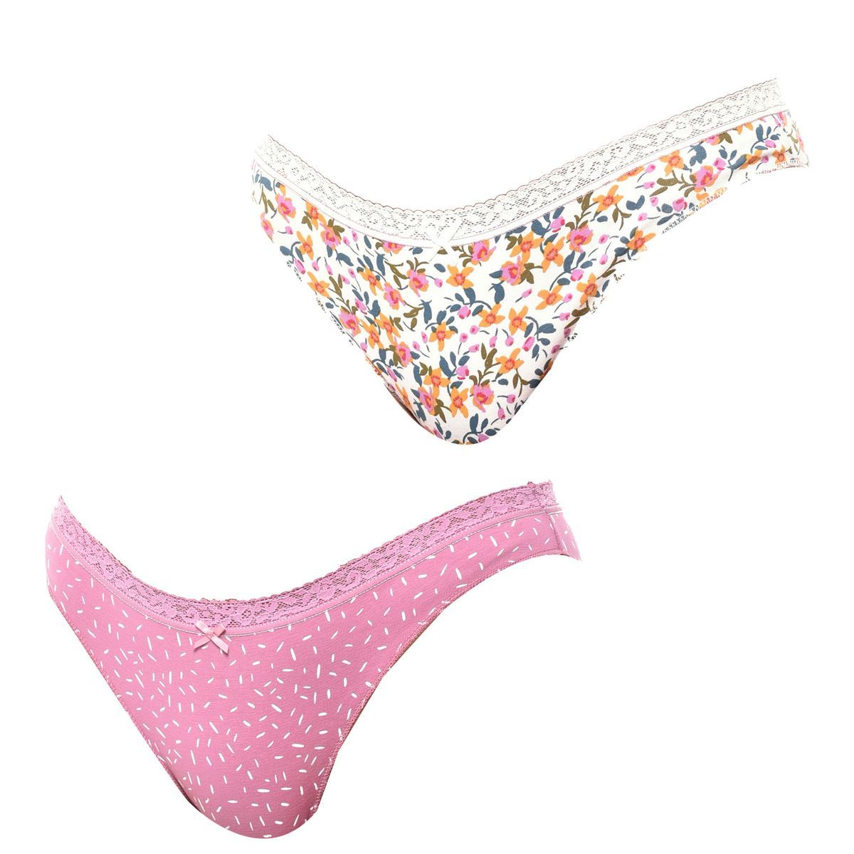 Mini-Slips mit Blumen & Muster, 2er-Pack