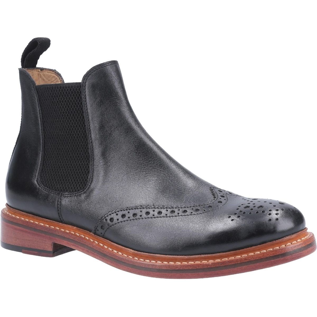 Klassische Brogue Chelsea Lederstiefel
